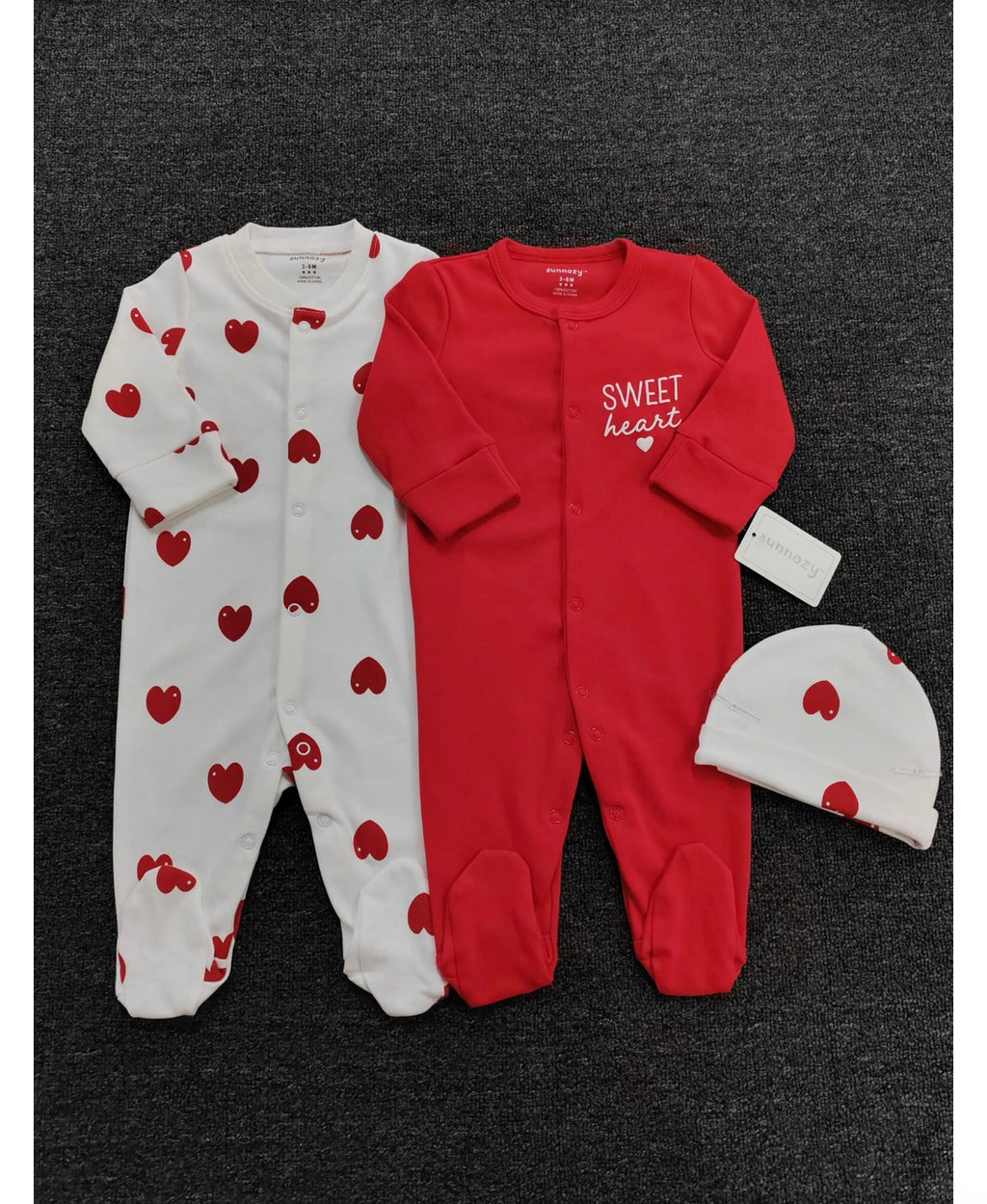 Sunnozy 3pcs Cotton Sleepsuit With Hat