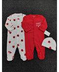 Sunnozy 3pcs Cotton Sleepsuit With Hat