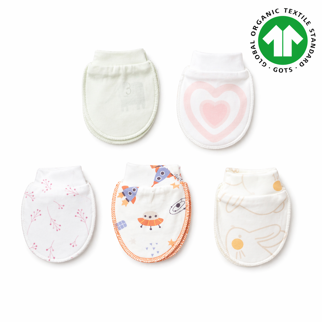 Eslenza 5pcs Organic Cotton Mittens