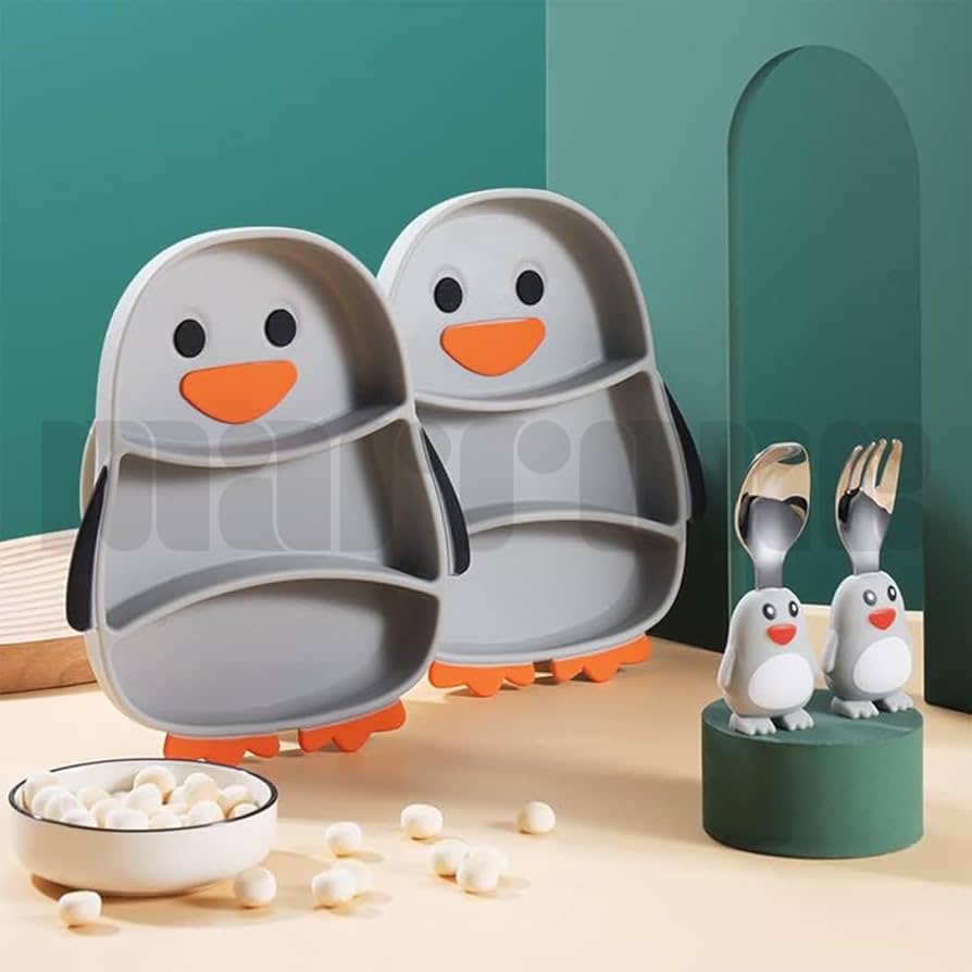 Penguin Shaped Silicone Feeding/ Weaning Set
