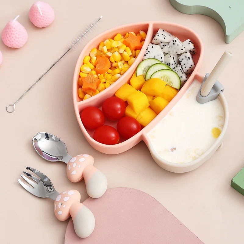 Mushroom Kids Silicone Feeding Set