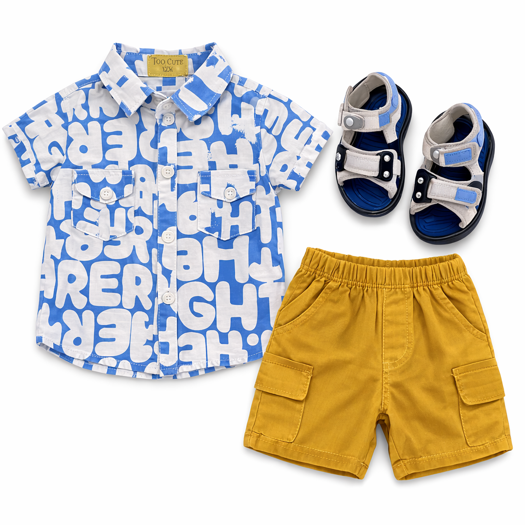 Too Cute 3 Pcs Boys Set With Sandals