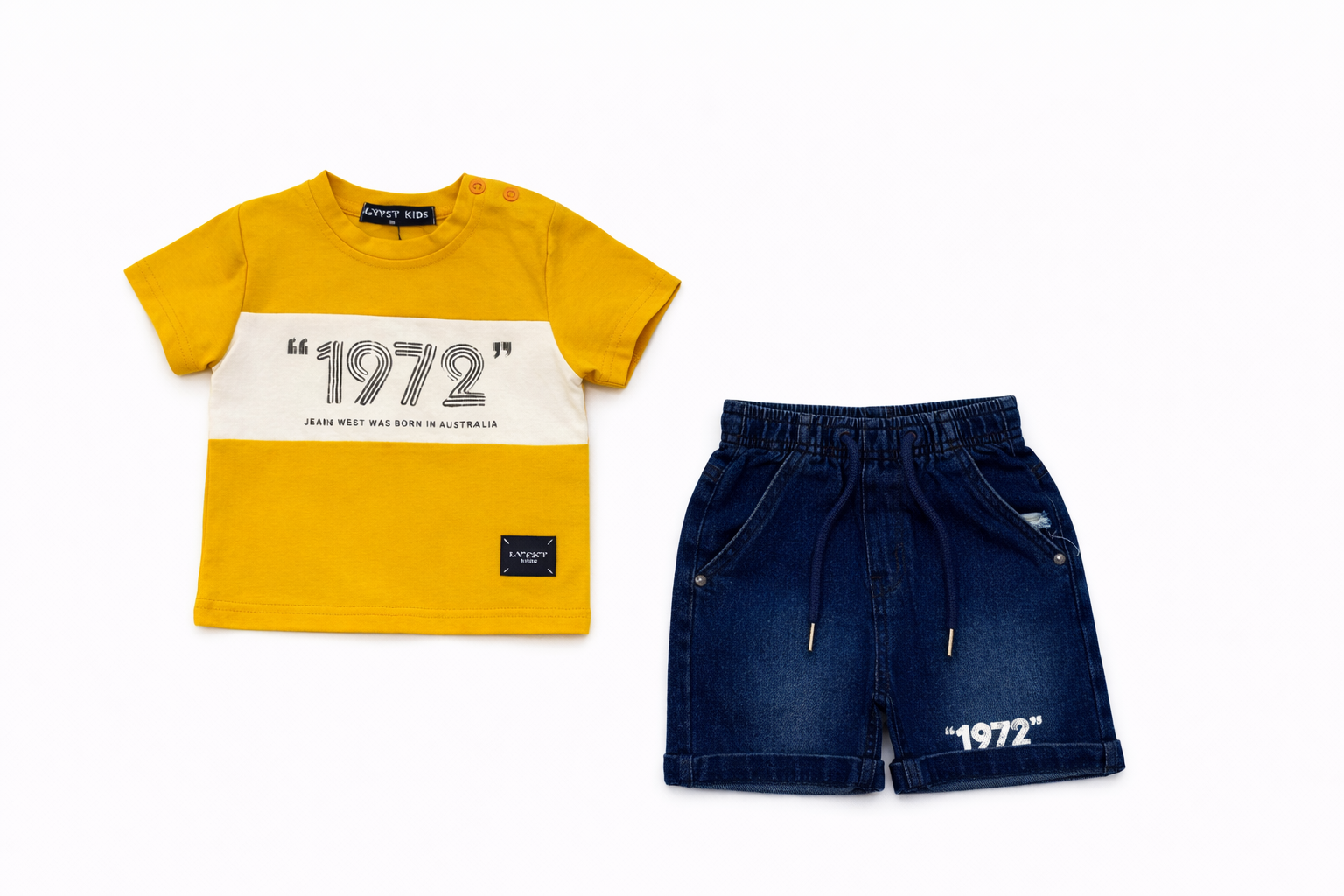 Lytxt 2 Pcs Boys 1972 Top And Jeans Shorts