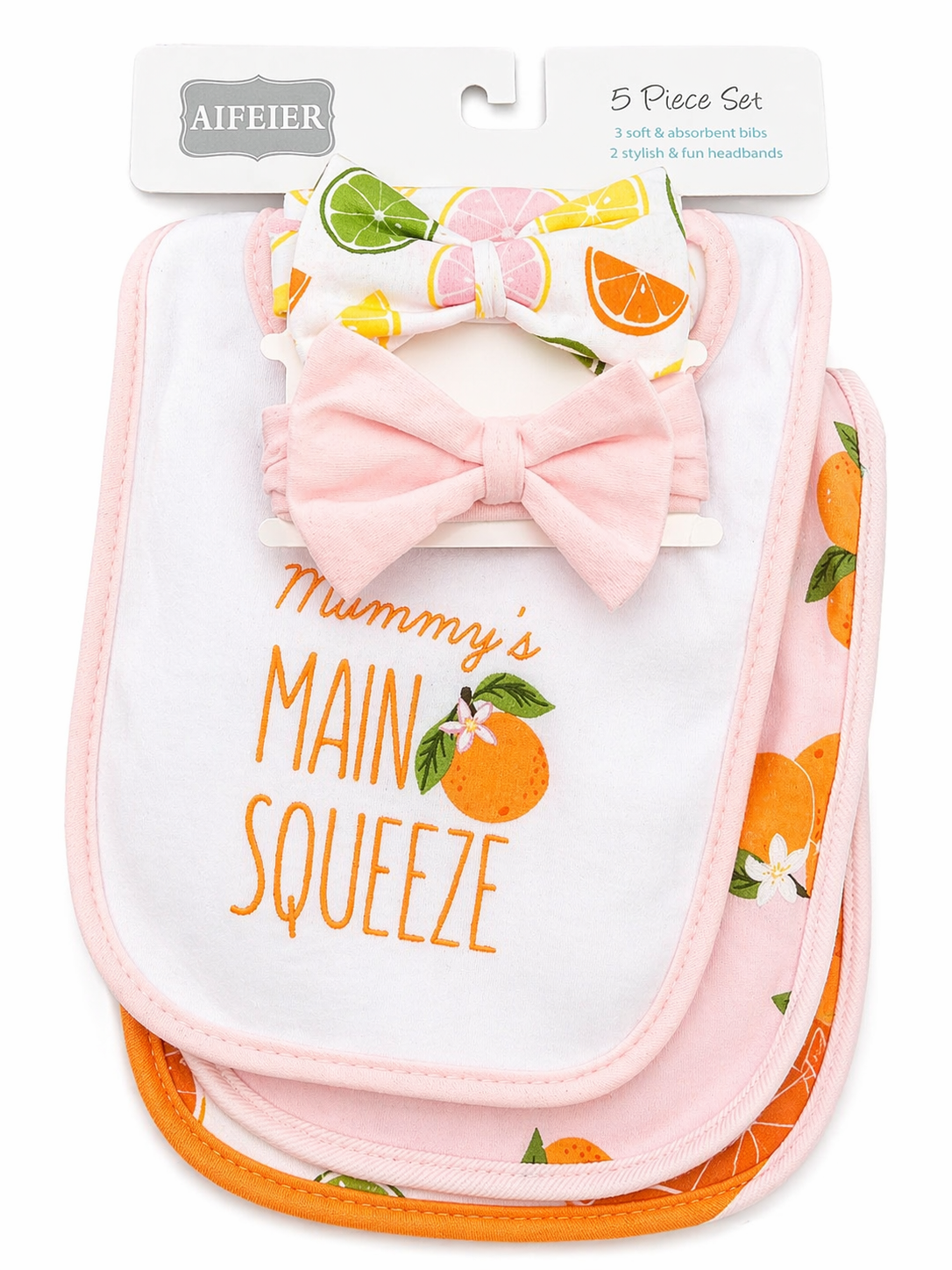 Aifeier 5pcs Bib And Headband set. 3pcs Bib and 2pcs Headband