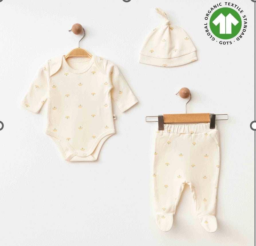 Eslenza 3pcs Long Sleeve Footed Pants Cotton Set