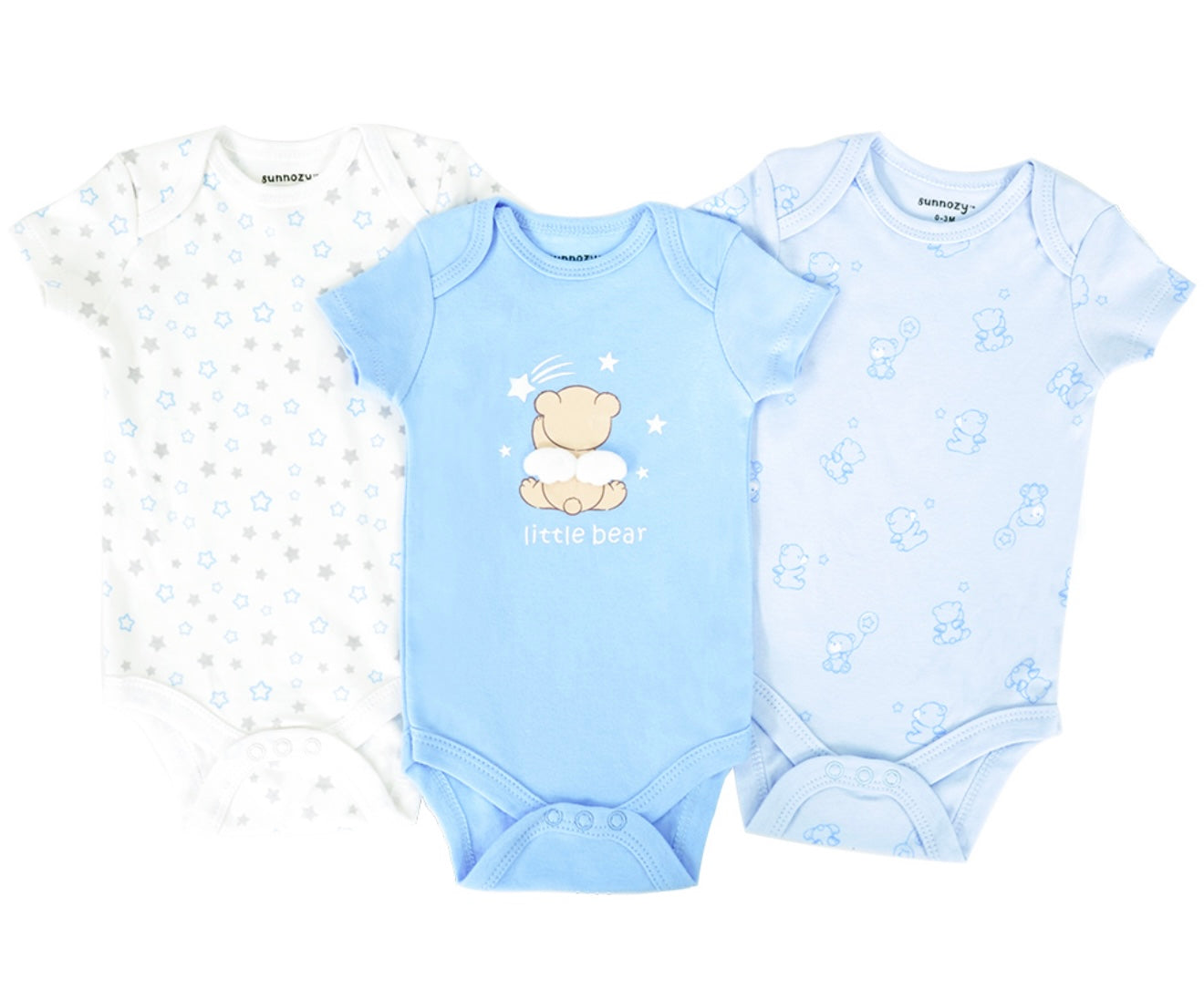 Sunnozy 3pcs Boys Cotton Bodysuit