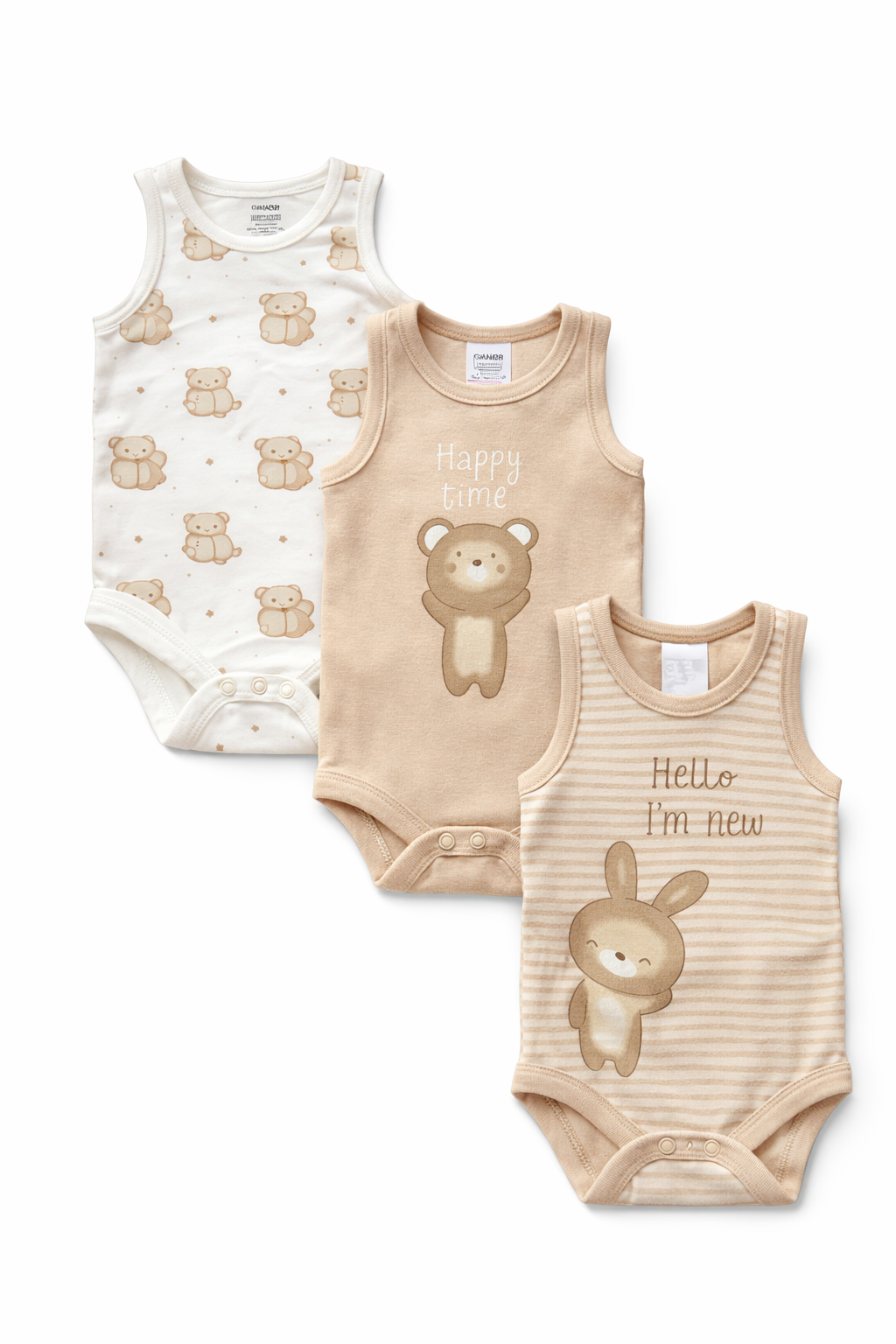 Sunnozy 3pcs Sleeveless Bodysuit