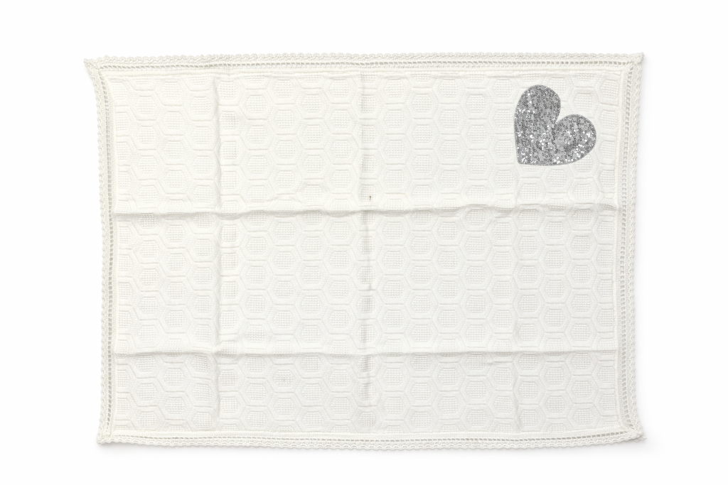 White Square Christening shawl With Sequins