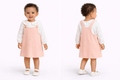 Nara 2pcs Pink & White Dungarees