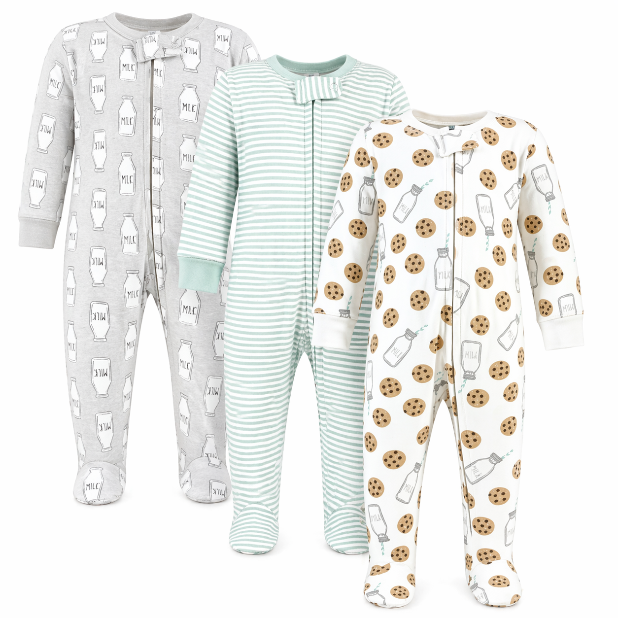 Hudson Baby 3pcs Zipper Cotton Sleepsuit