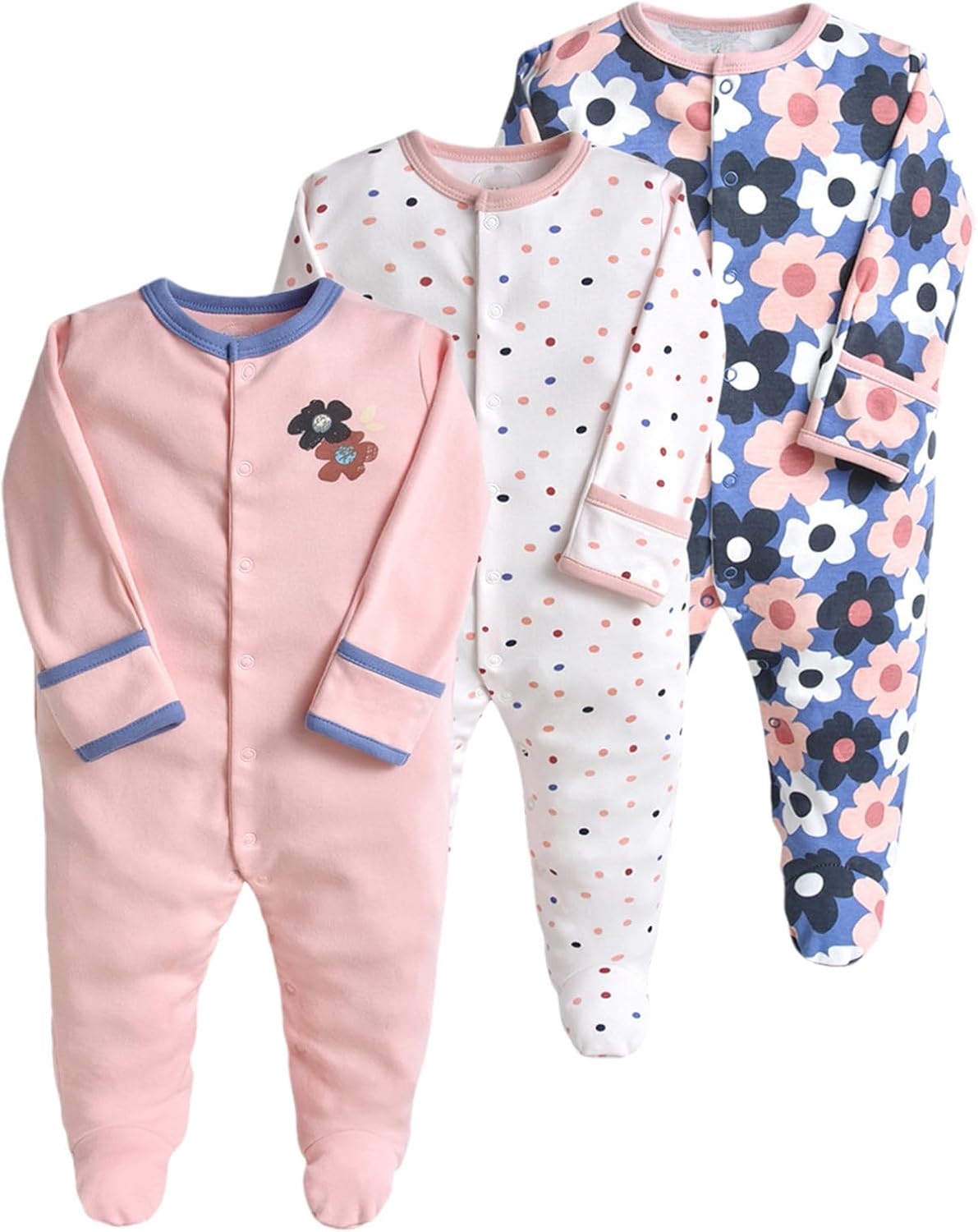 Mamas And Papas 3pcs Footed Cotton Sleepsuit