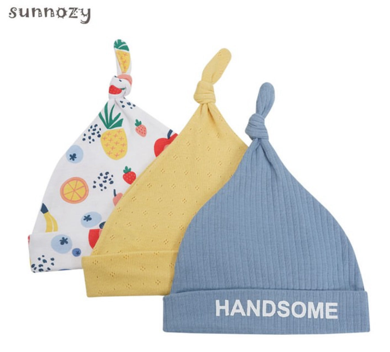 Sunnozy 3pcs Knotted Cotton Hat