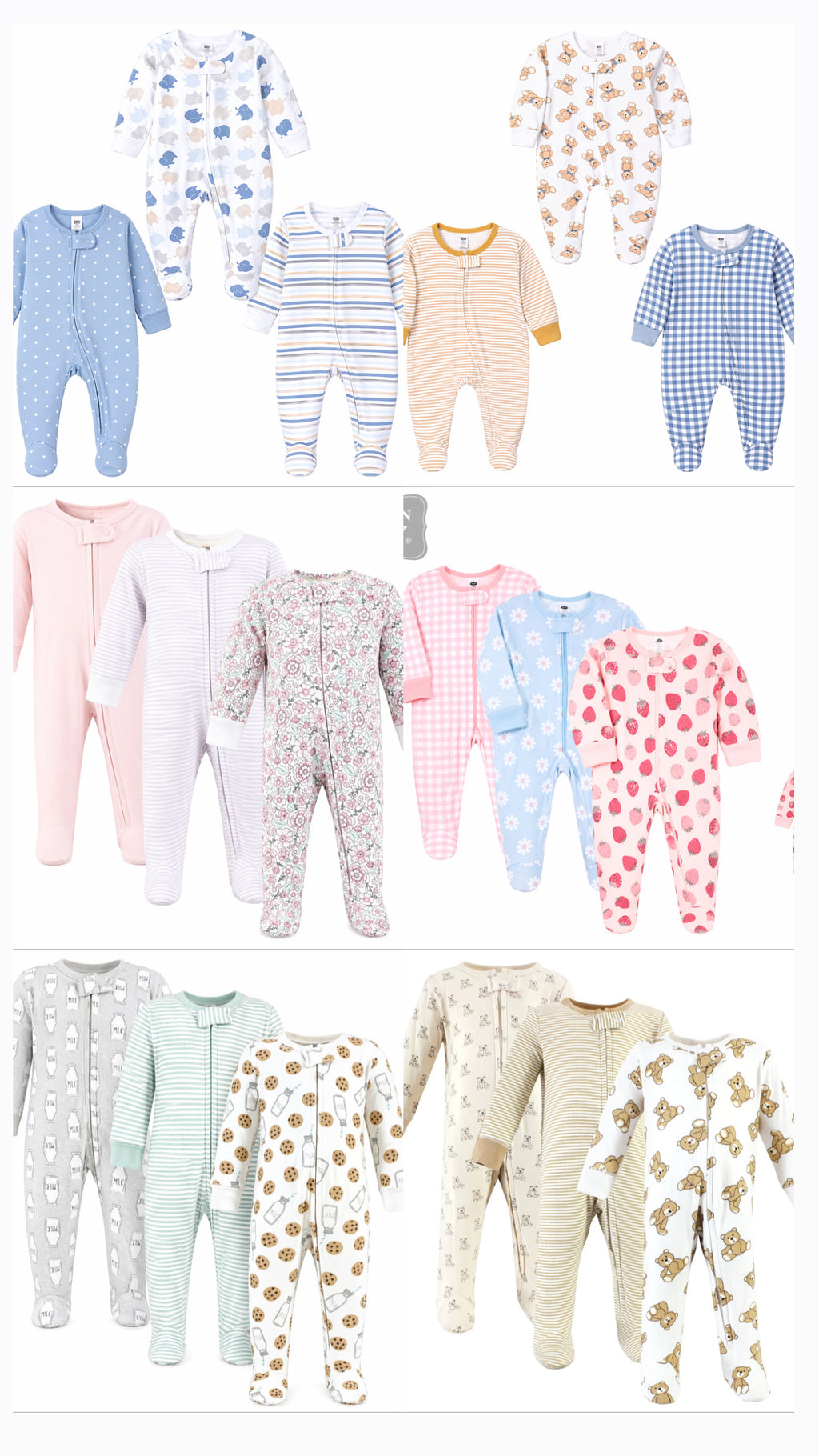 Hudson Baby 3pcs Zipper Cotton Sleepsuit