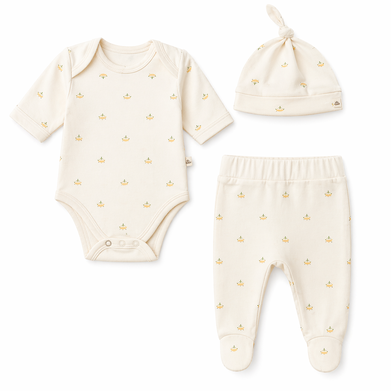 Eslenza 3pcs Long Sleeve Footed Pants Cotton Set