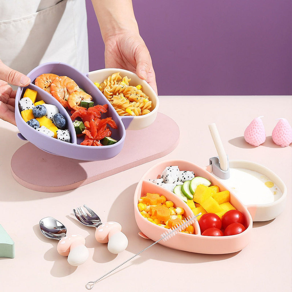 Mushroom Kids Silicone Feeding Set