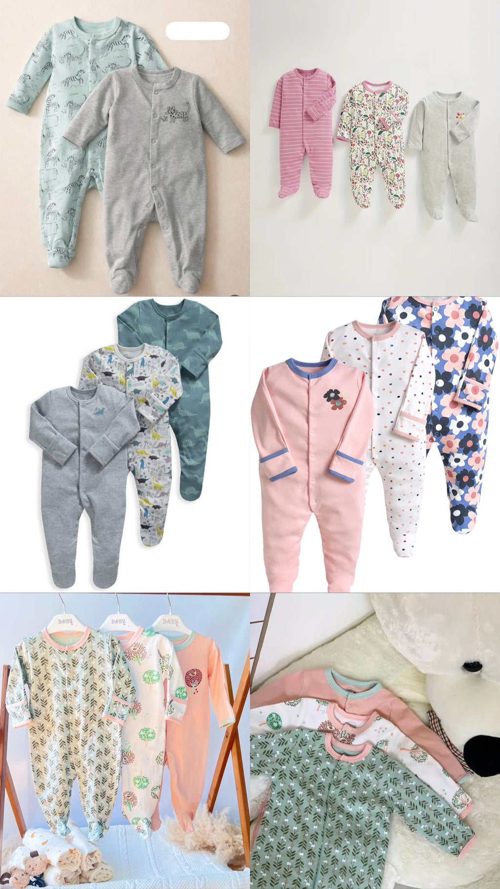 Mamas And Papas 3pcs Footed Cotton Sleepsuit