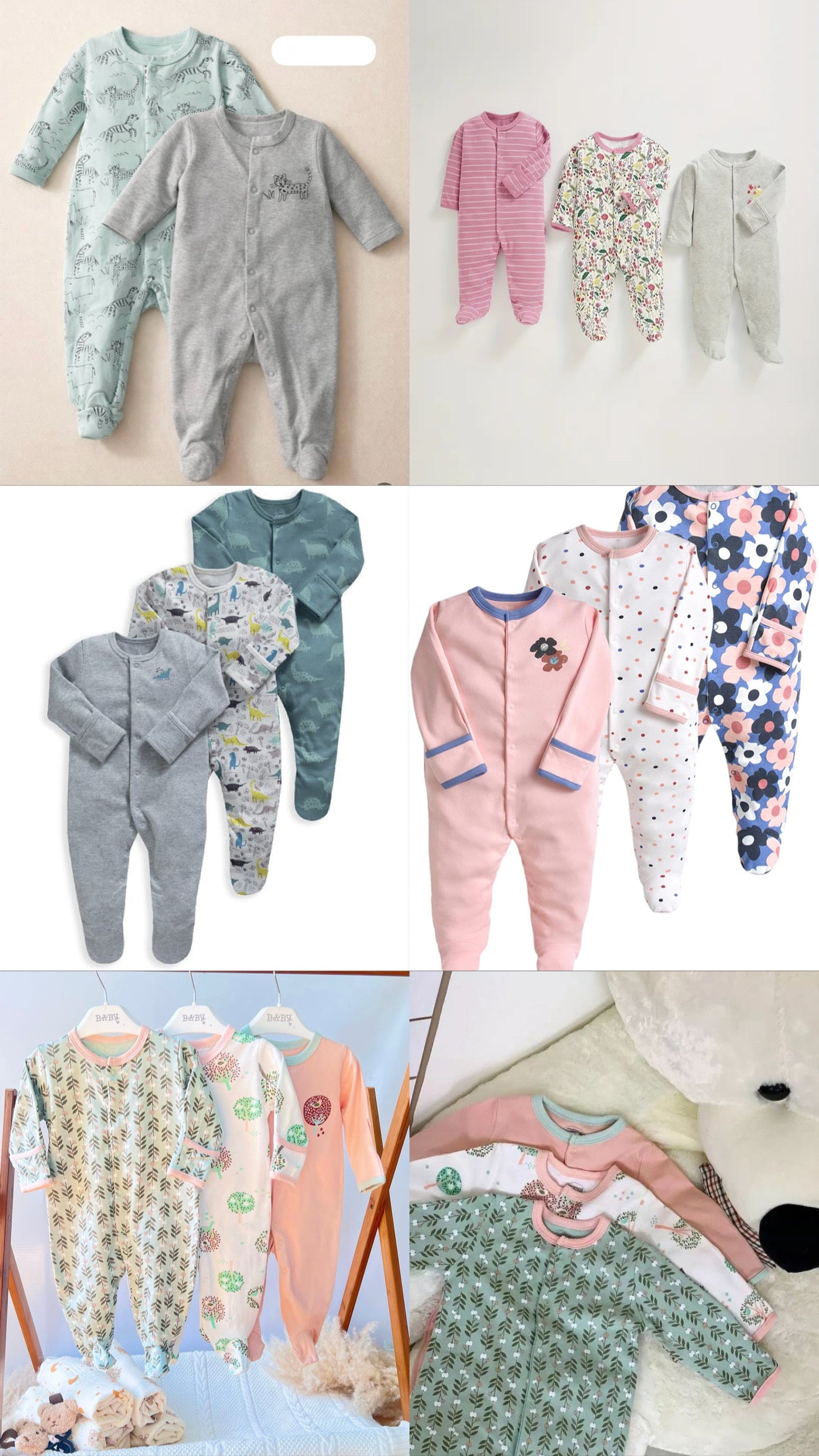 Mamas And Papas 3pcs Footed Cotton Sleepsuit