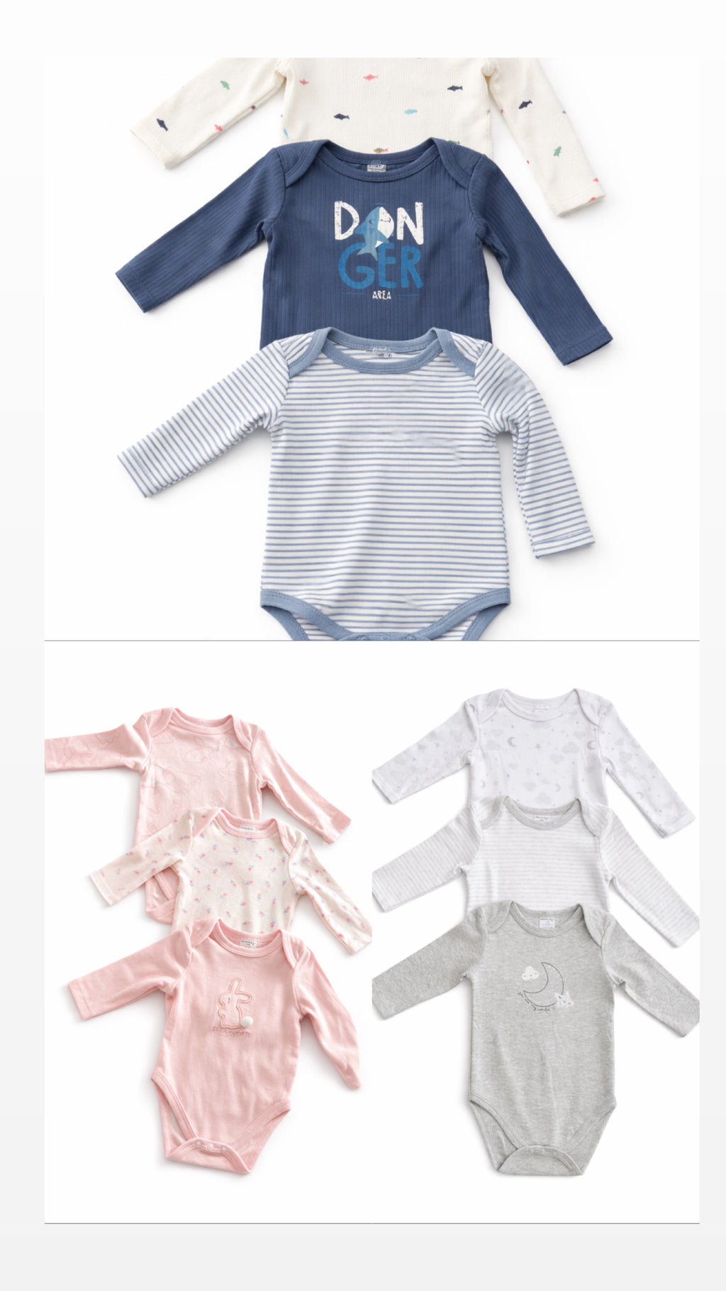 Sunnozy 3pcs Long Sleeves Bodysuit