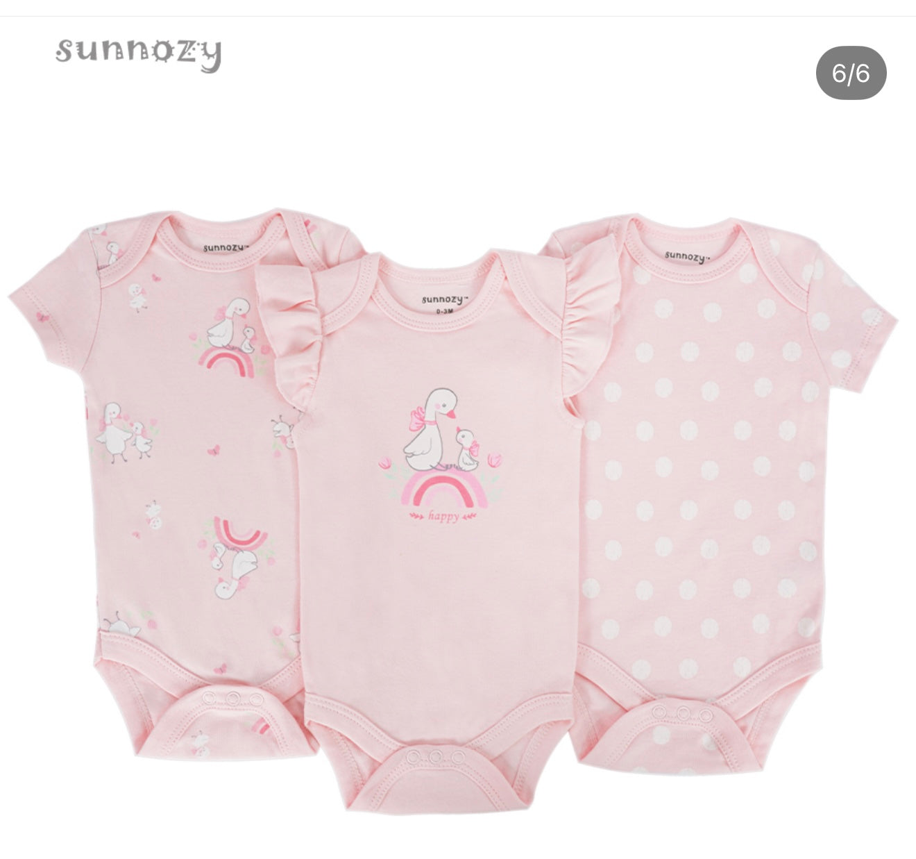 Sunnozy 3 Pcs Girls Bodysuit