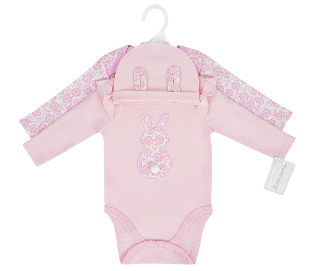 Sunnozy 3pcs Girl Bodysuit Set With Hat