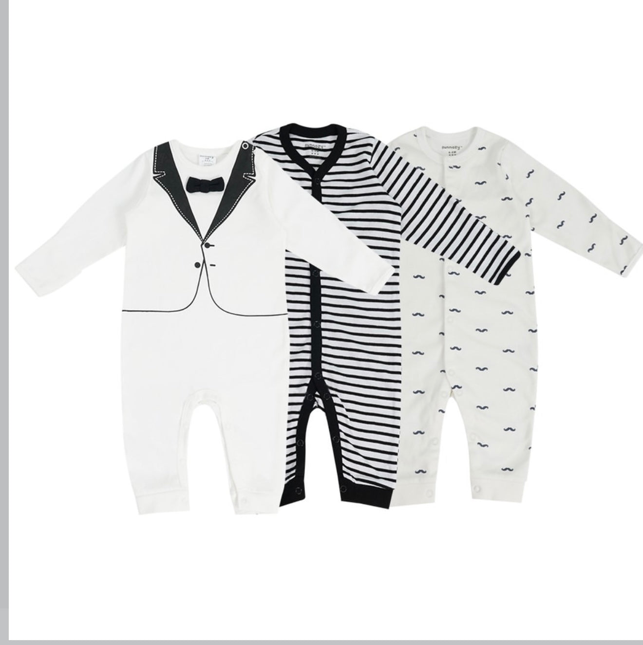 Sunnozy 3pcs Open Foot Cotton Sleepsuit