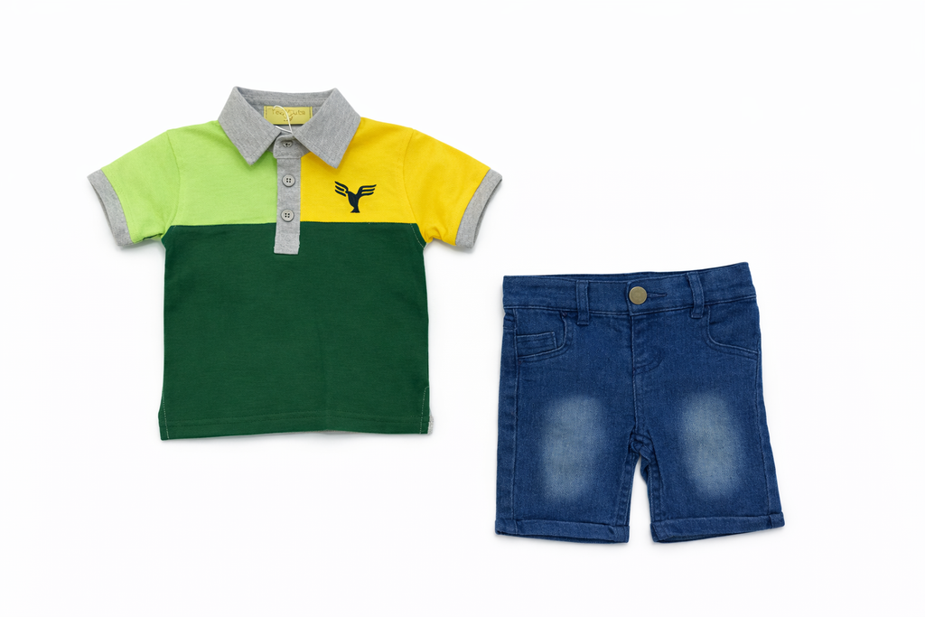 Boys 2pcs Lacoste With Jeans Shorts
