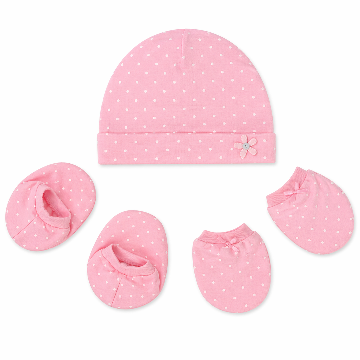 Sunnozy 3pcs Cotton Hat, Mittens And Booties
