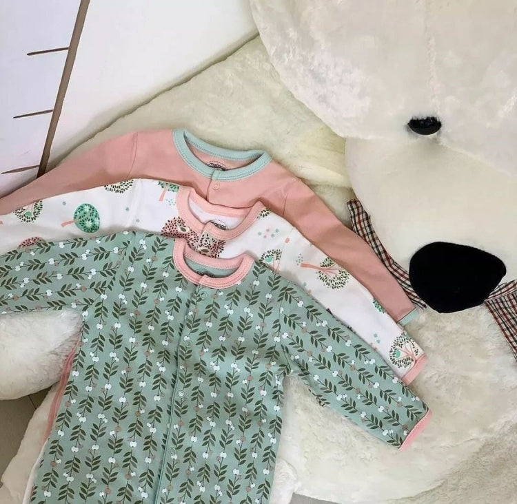 Mamas And Papas 3pcs Footed Cotton Sleepsuit