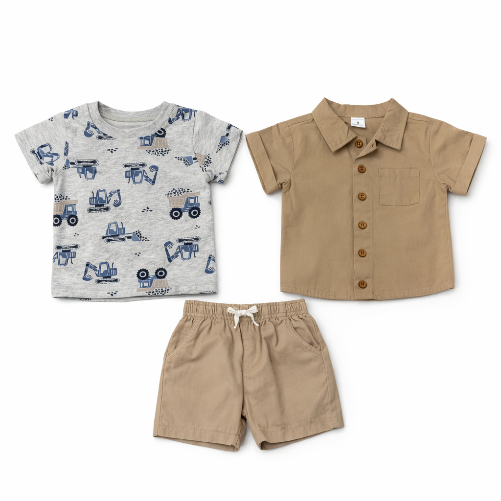 Cute Koala 3 pcs Boys Cotton Khaki Set