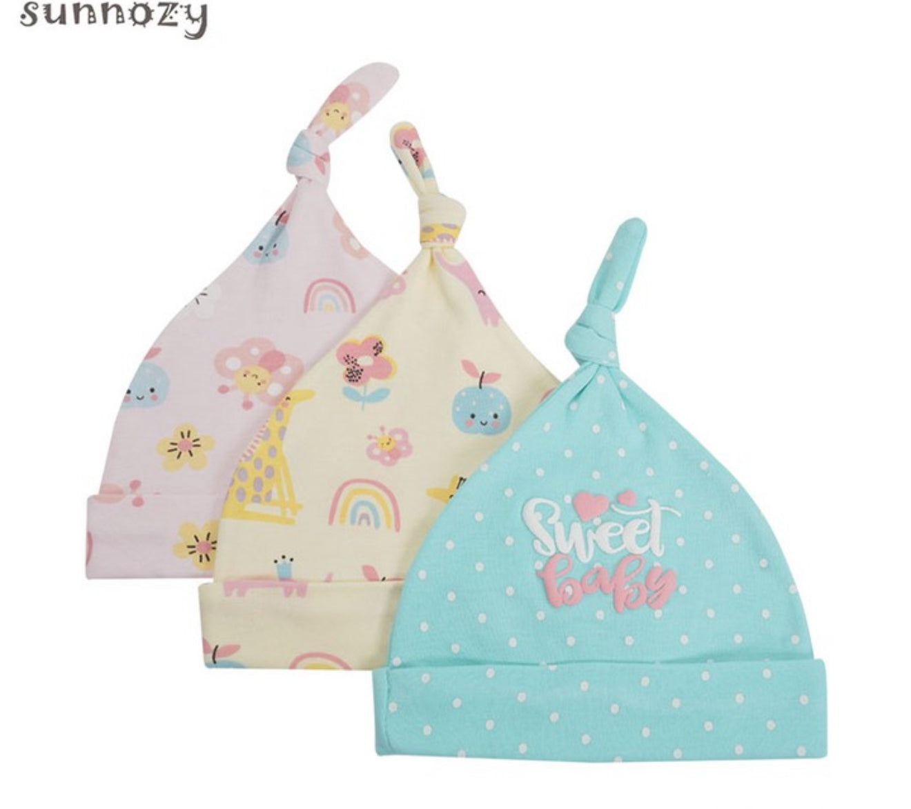 Sunnozy 3pcs Knotted Cotton Hat