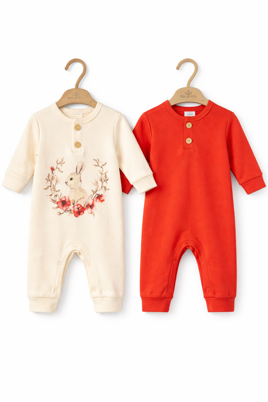 Eslenza 2pcs Organic Cotton Open Foot Sleepsuit