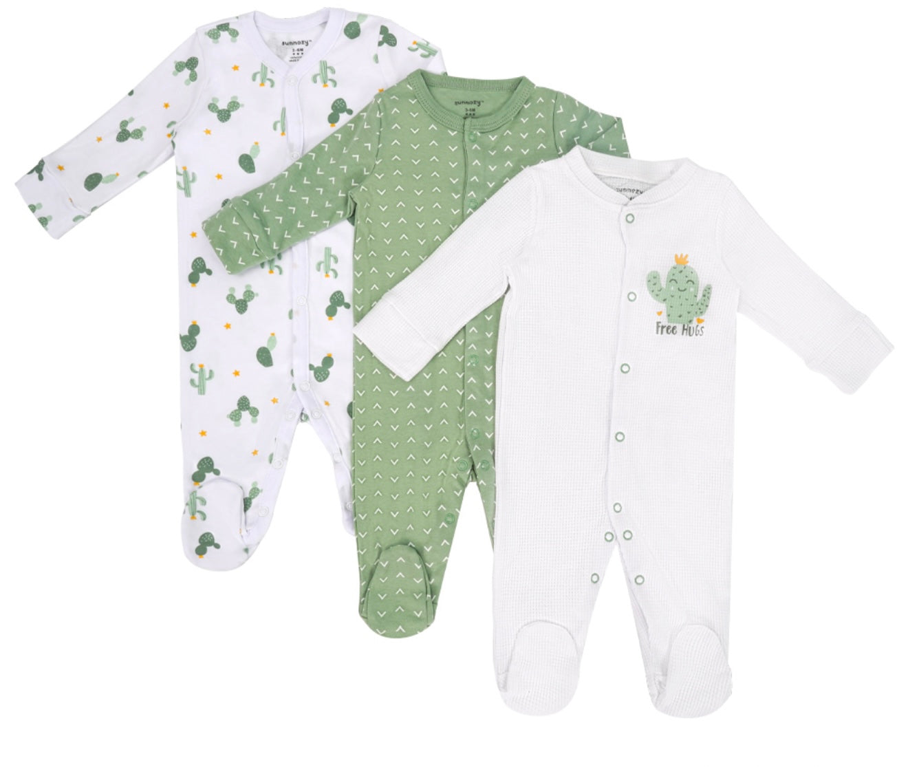 Sunnozy 3pcs Footed Cotton Sleepsuit