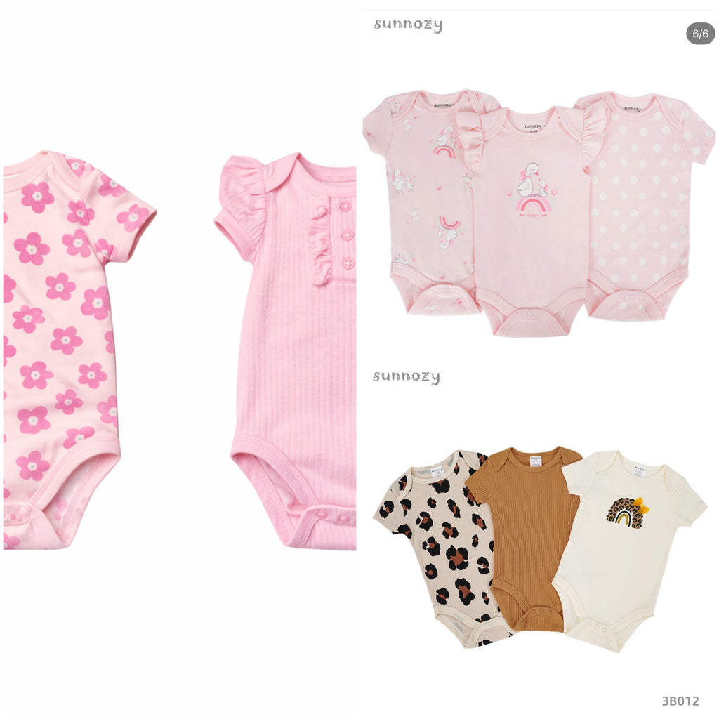 Sunnozy 3 Pcs Girls Bodysuit