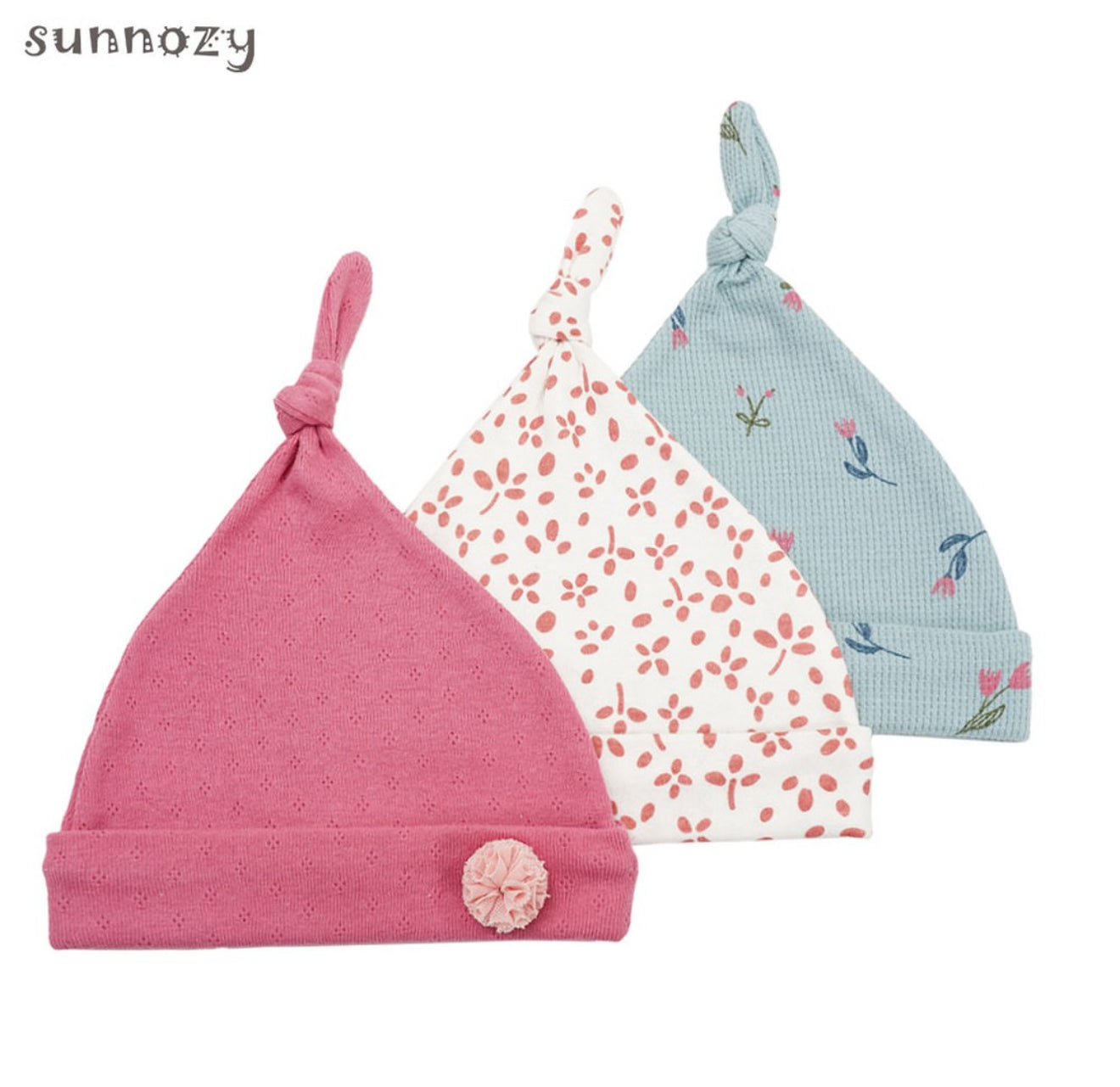 Sunnozy 3pcs Knotted Cotton Hat