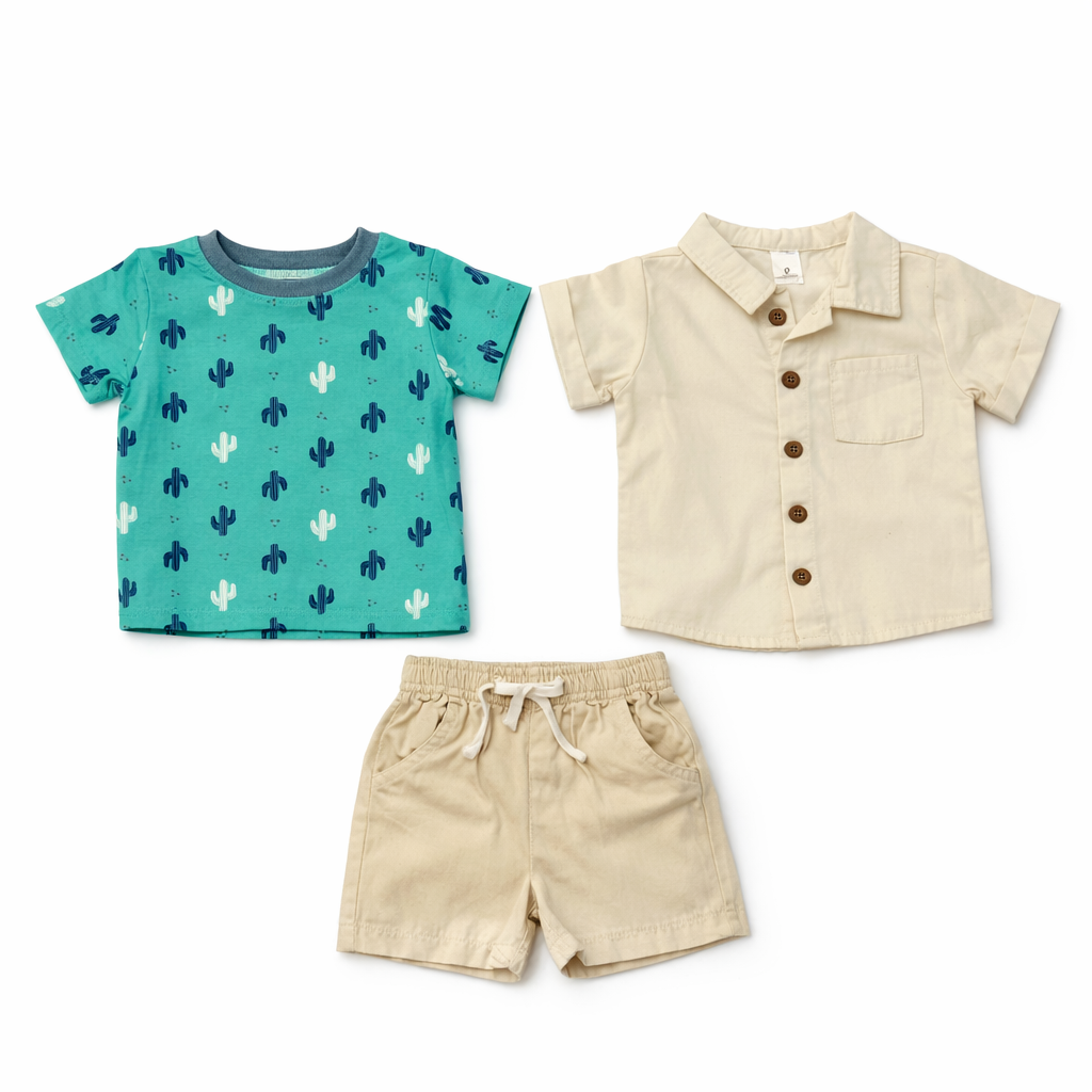 Cute Koala 3 pcs Boys Cotton Khaki Set