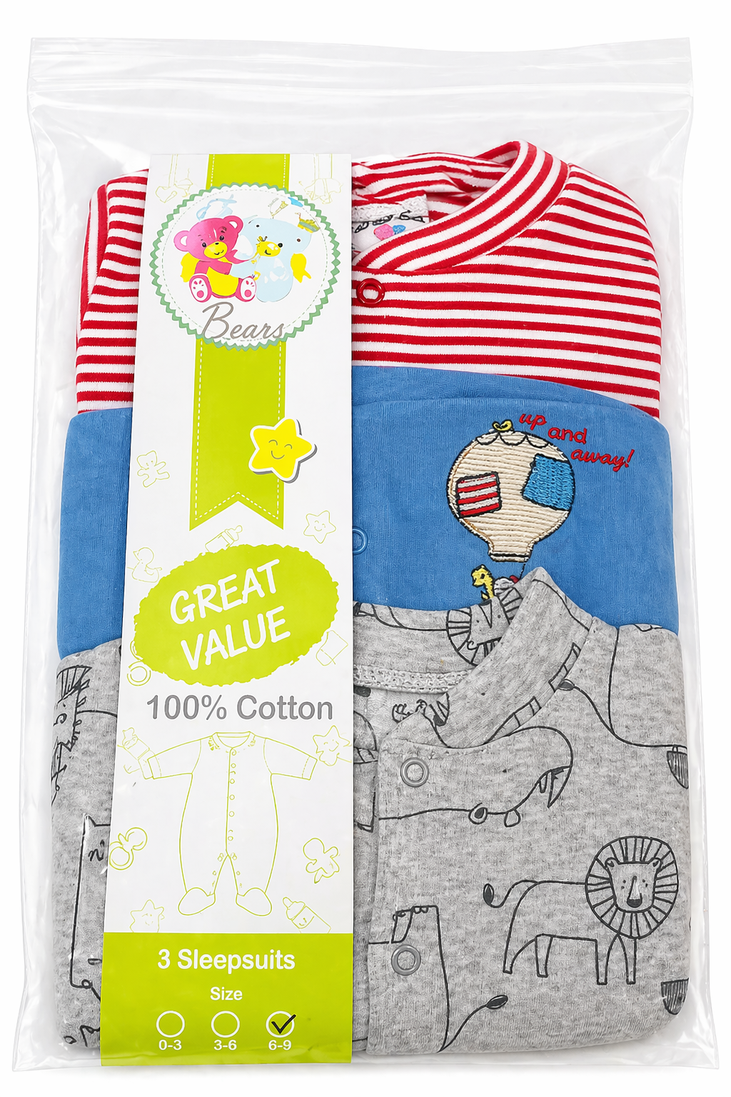 Happy Bears 3pcs Cotton Sleepsuit