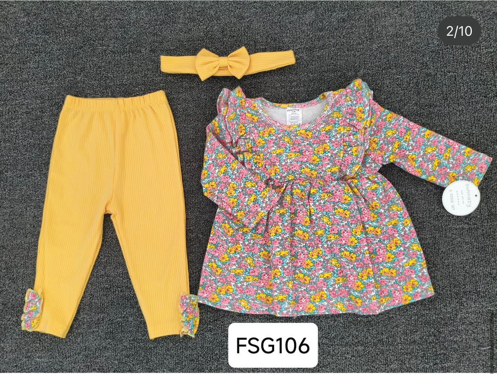 Sunnozy 3 Pcs Girls Top & Down With Headband
