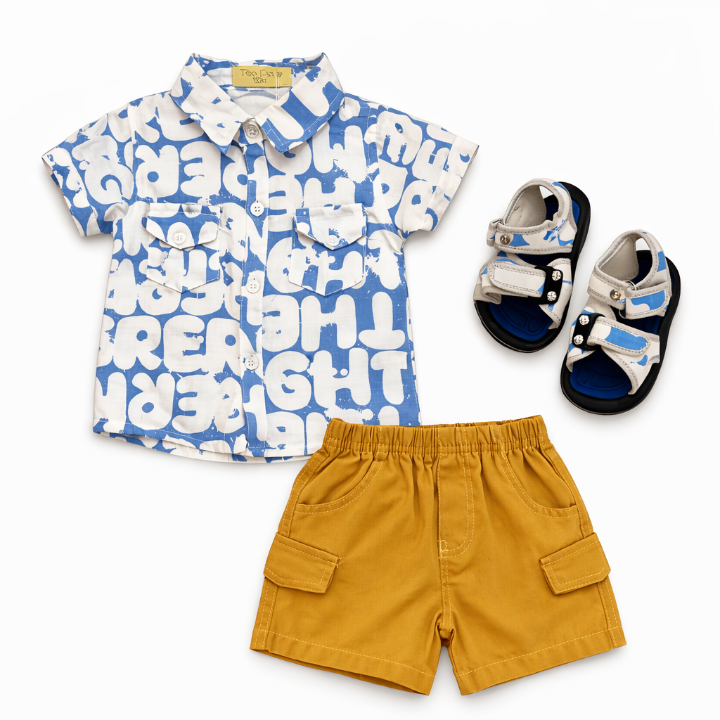 Too Cute 3 Pcs Boys Set With Sandals