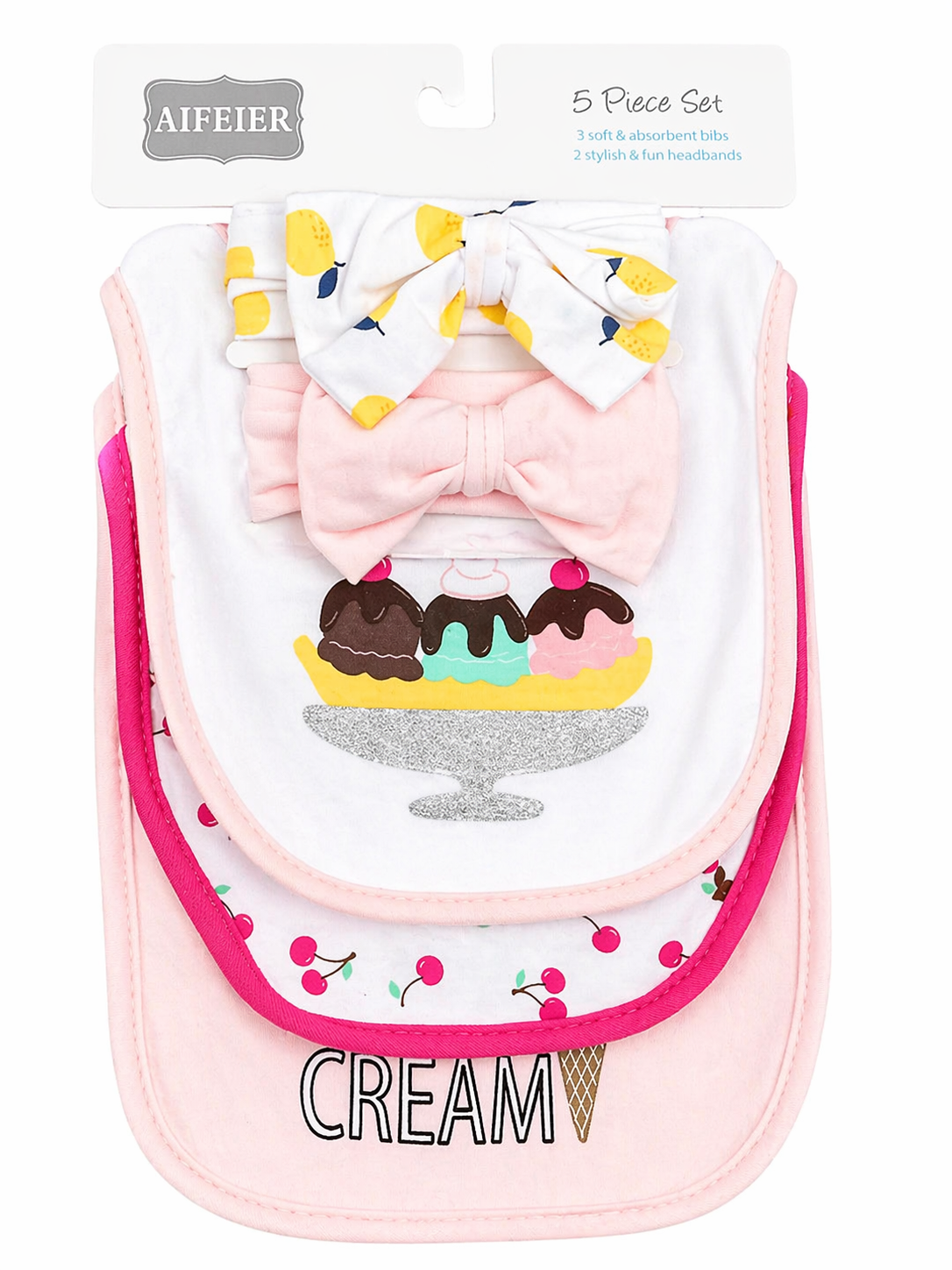 Aifeier 5pcs Bib And Headband set. 3pcs Bib and 2pcs Headband