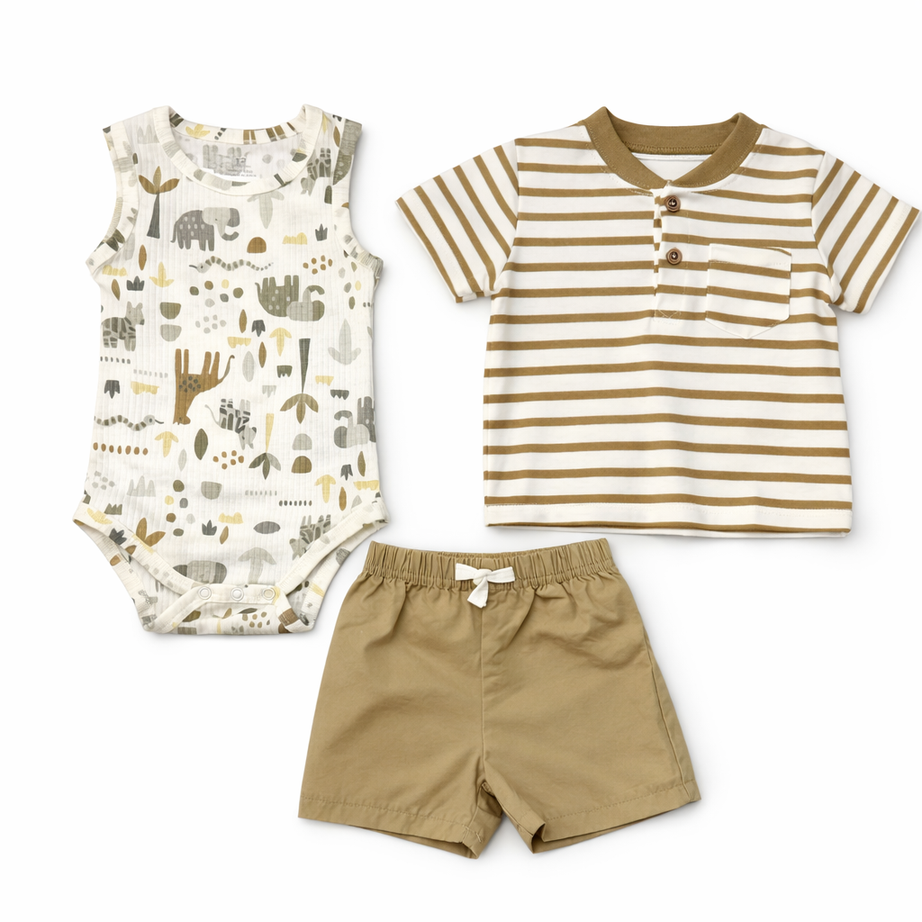Cute Koala 3 pcs Boys Cotton Striped Set