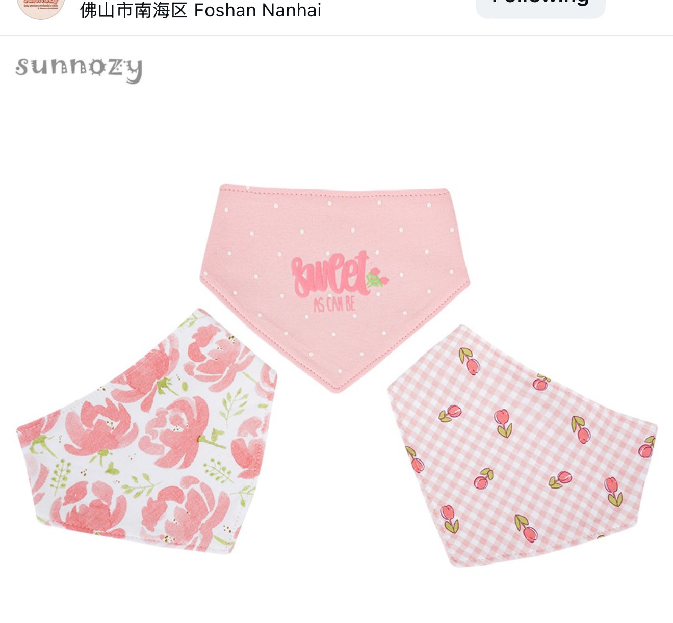 Sunnozy 3pcs Triangle Cotton Bibs