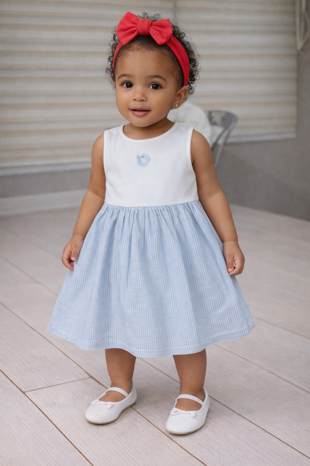 Nara Flower Bud Striped Girl Dress