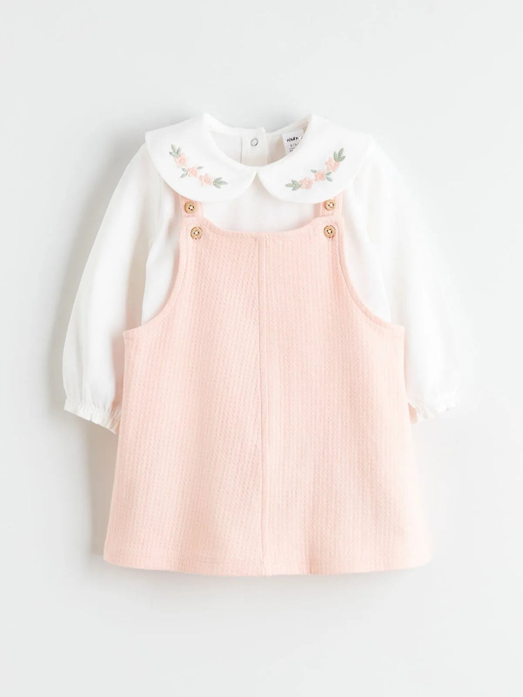Nara 2pcs Pink & White Dungarees
