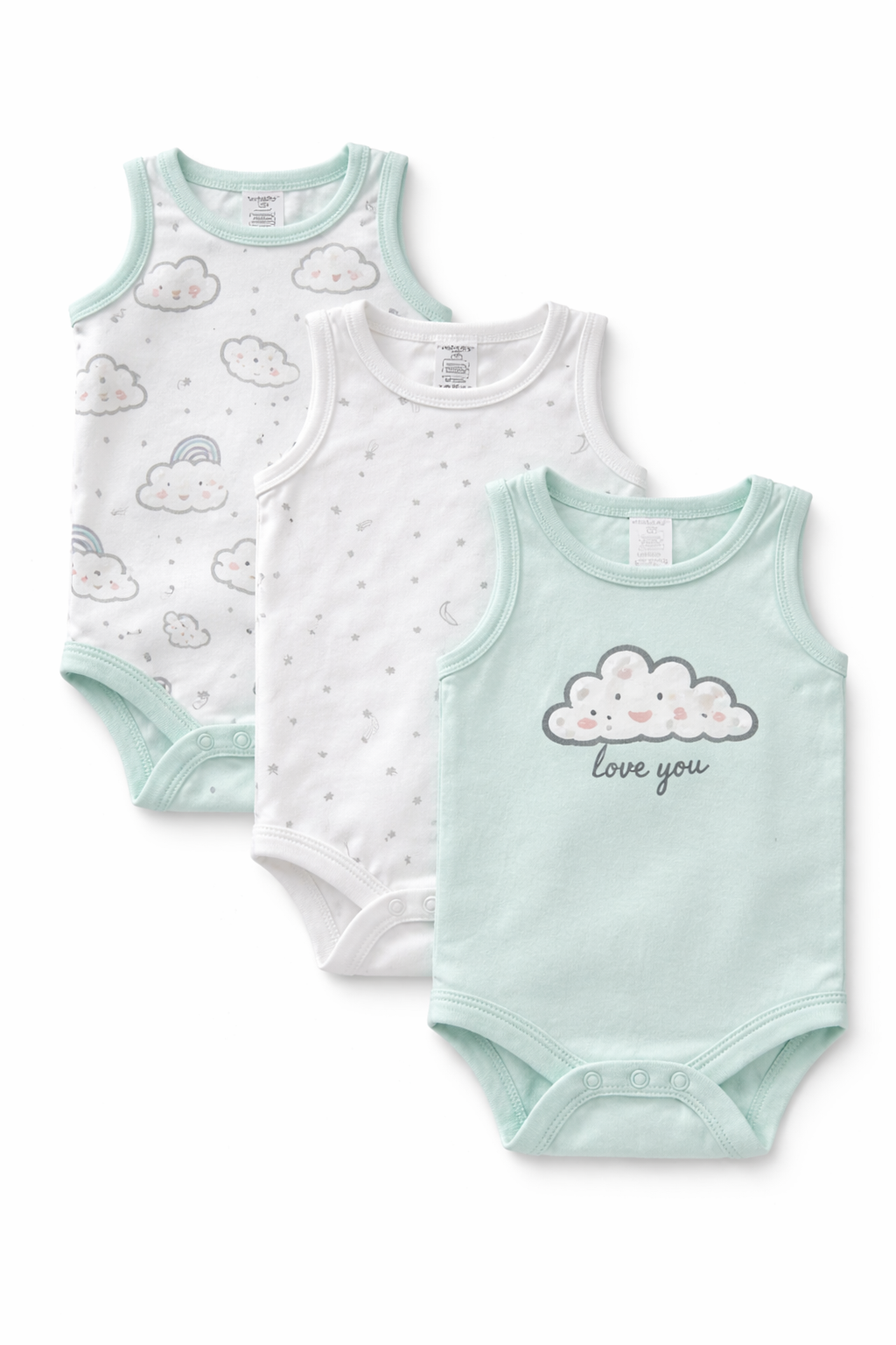 Sunnozy 3pcs Sleeveless Bodysuit
