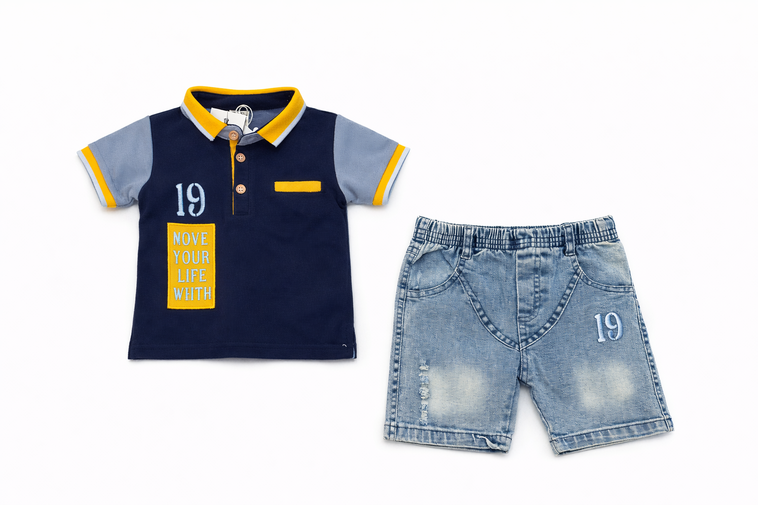 Boys 2pcs Lacoste With Jeans Shorts