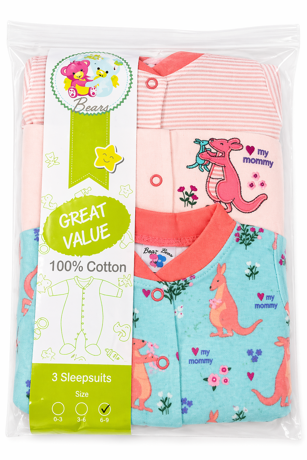 Happy Bears 3pcs Cotton Sleepsuit