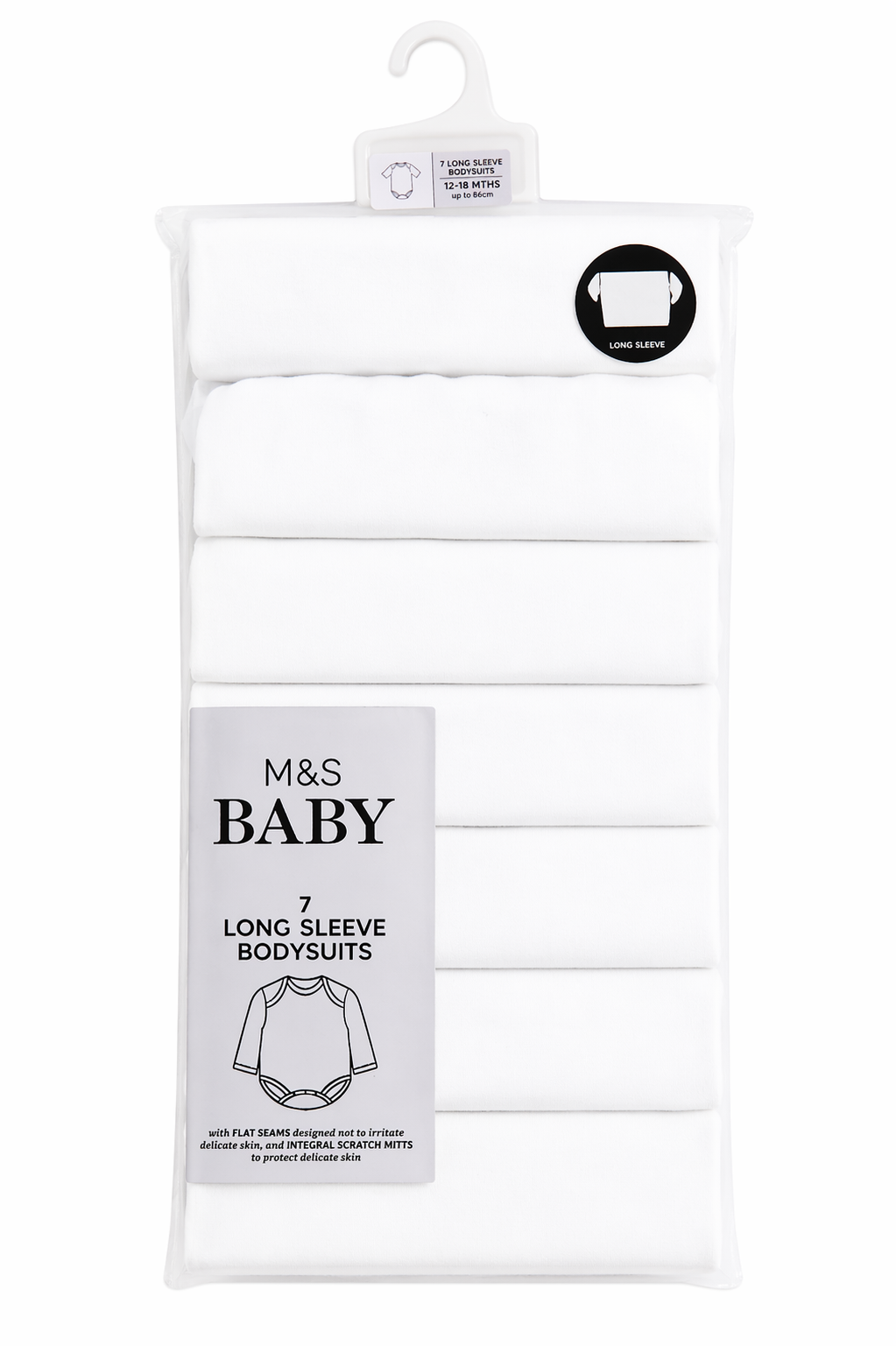 M&S 7pcs Long Sleeves Cotton Bodysuit