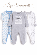 Sunnozy 3pcs Footed cotton Sleepsuit