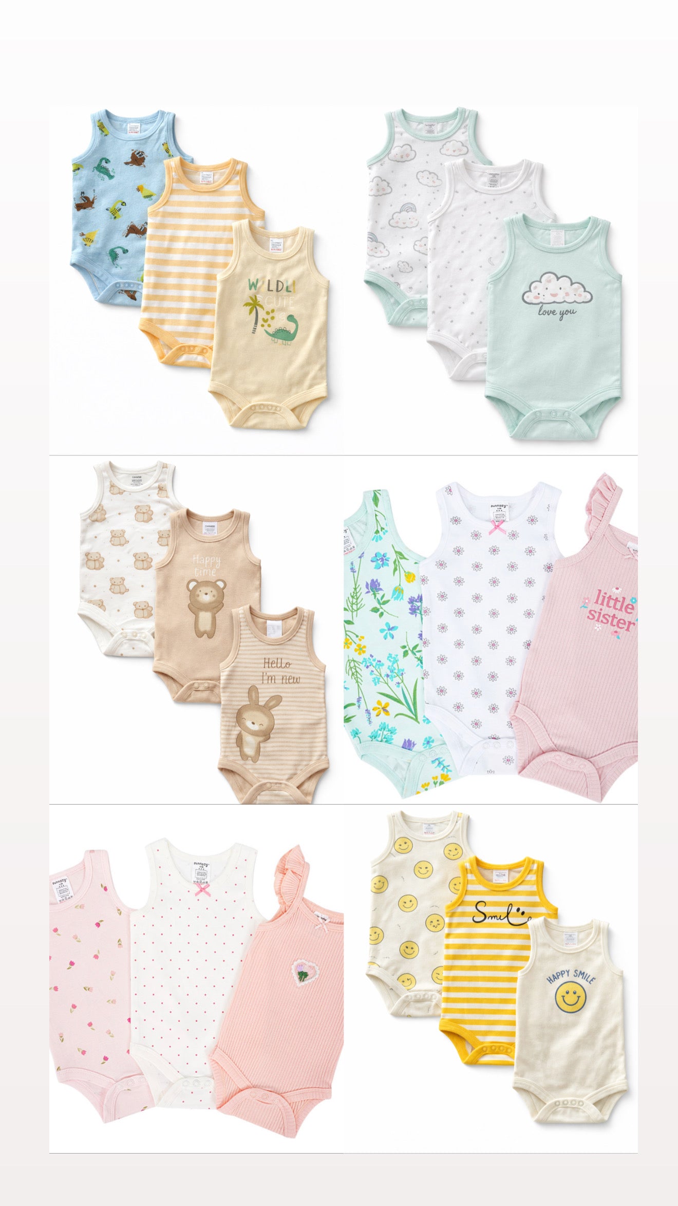 Sunnozy 3pcs Sleeveless Bodysuit