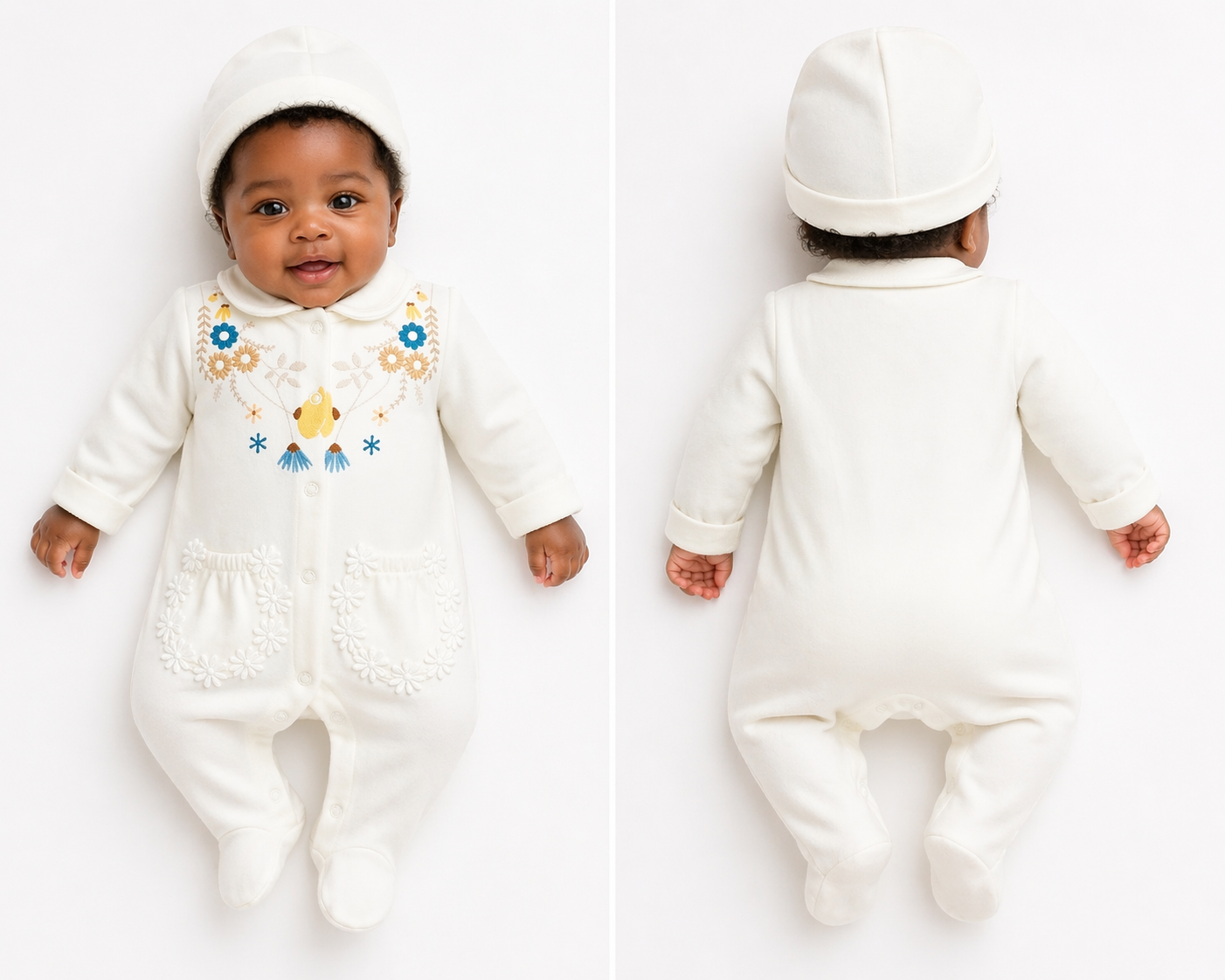Bebi Catto 2pcs Cotton Sleepsuit With Hat